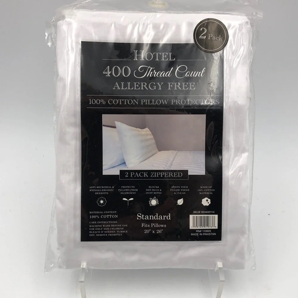 Hotel 400 TC Cotton Standard Pillow Protector 2 Pack